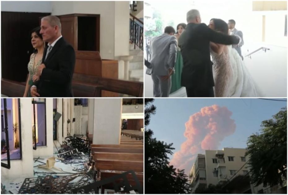 ZASTRAŠUJUĆ SNIMAK IZ CRKVE U BEJRUTU: Spremali se za venčanje kad je SVE EKSPLODIRALO (VIDEO)